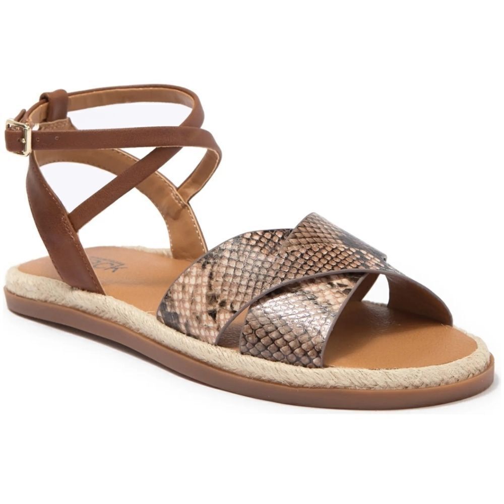 New NORDSTROM RACK Polly Espadrille Sandal (Women) snake skin brown black size 5